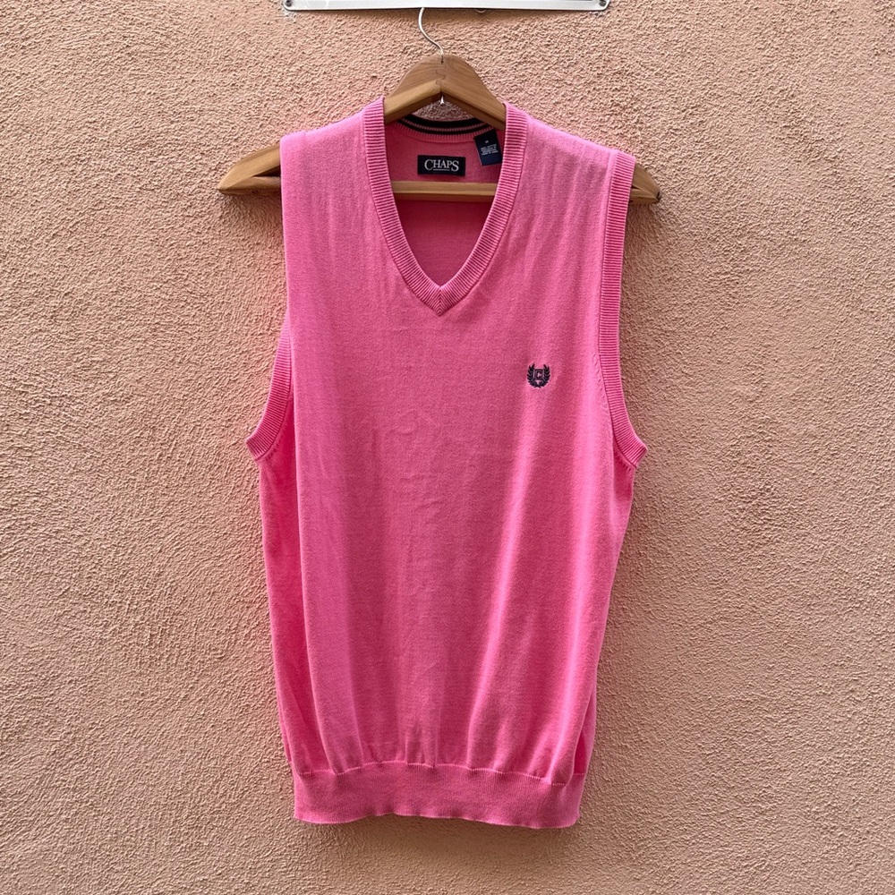 Chaps Vivid Hot Pink Cotton Knit Vest
